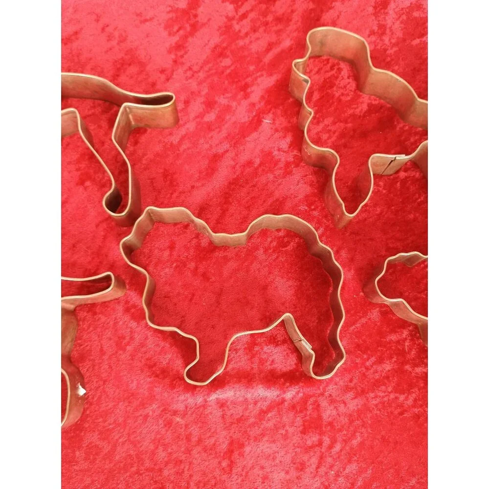 Martha By Mail‎ Copper 5 Vintage Dog-Shaped Metal Cookie Cutters Baking Crafts